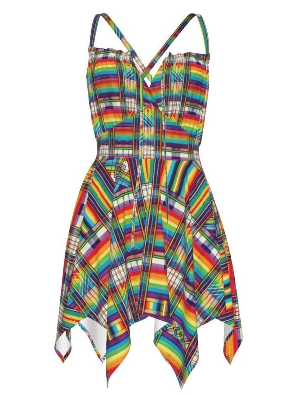 Pride Rainbow Striped Handkerchief Hem Dress